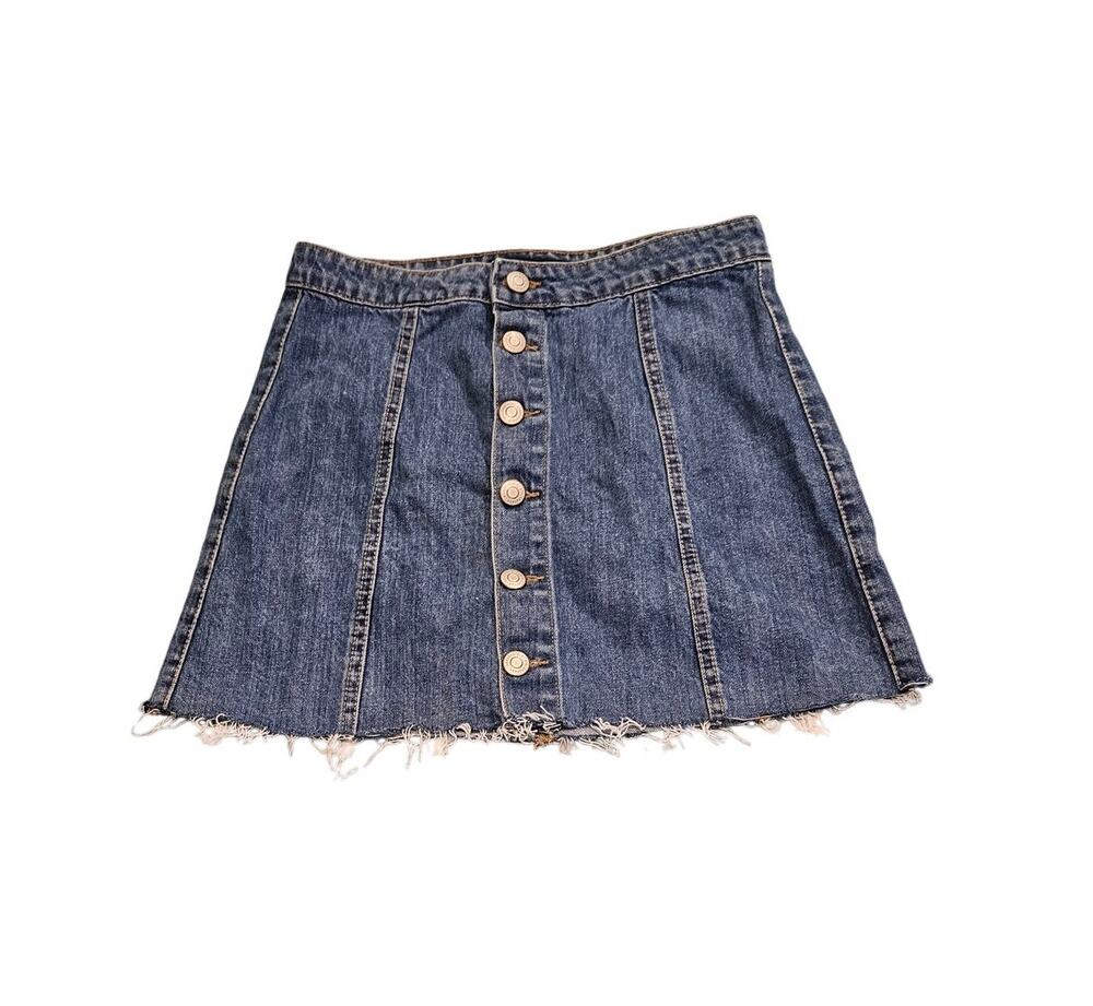 Aero Size 6 High Rise Button Up Blue Denim Mini Skirt